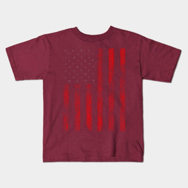 American Flag Retro Kids T-Shirt by KZK101